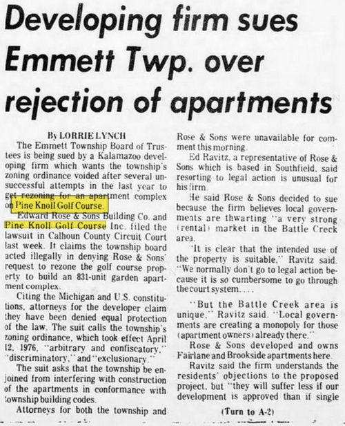 Pine Knoll Golf Course (The Knolls Golf Course) - Sep 29 1978 Article (newer photo)